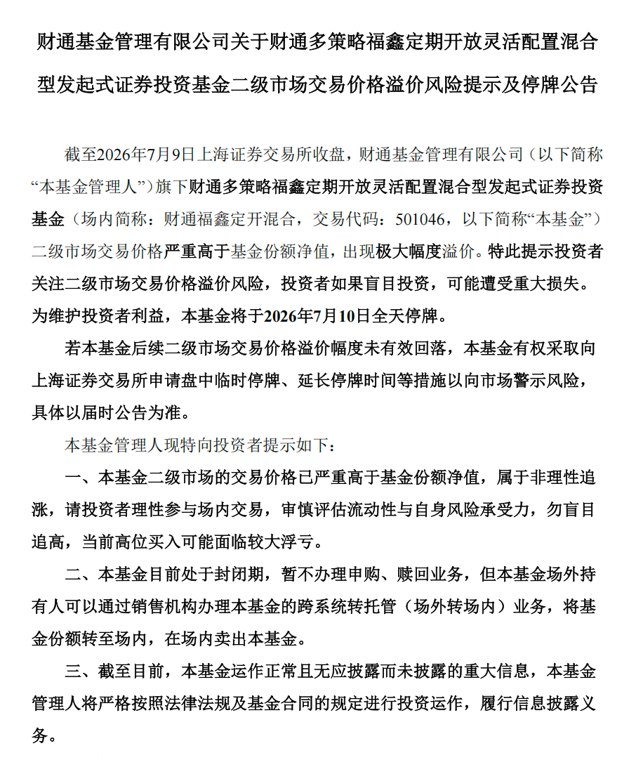 冠军LOF基金周五再次全天停牌:6月来39次停牌,场内溢价仍超31%